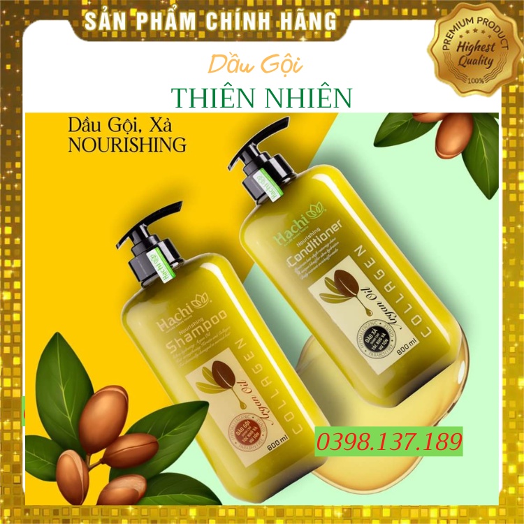 Cặp dầu gội và dầu xả  Argan Hachi 800ml thảo dược thiên nhiên