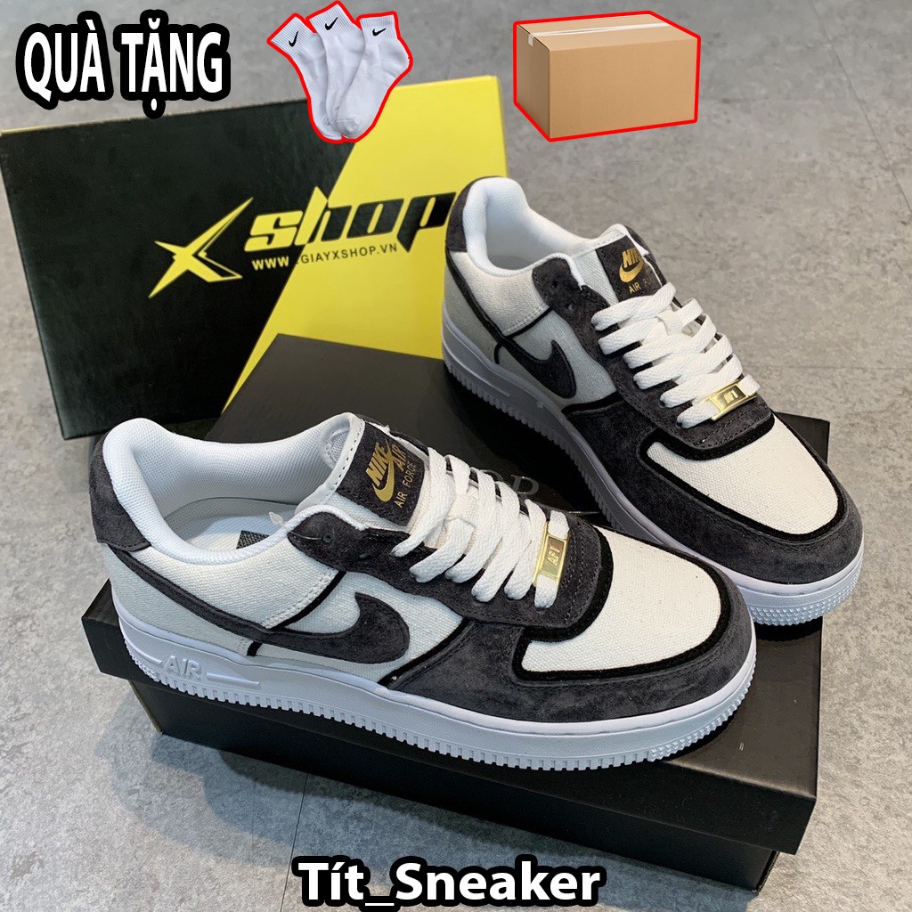 Giày Af1 Xám Lông Chuột Nam Nữ Cao Cấp Giày Af1 Custom Xám Canvas Đủ Size Nam Nữ Full Bill Box + Quà Tặng