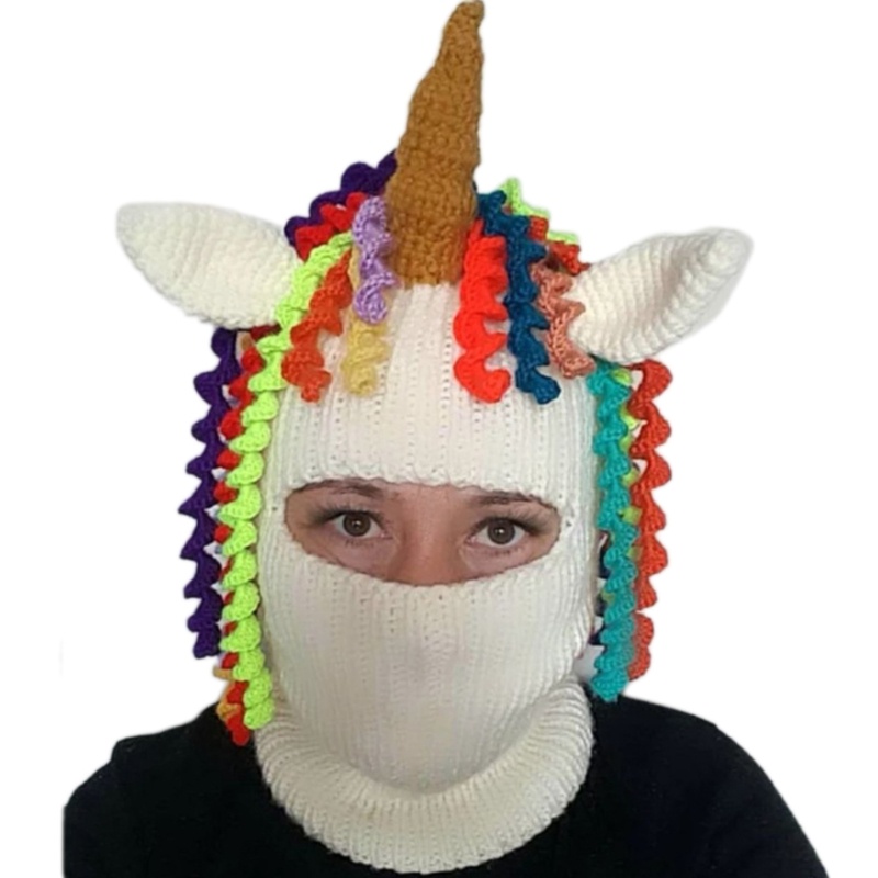 Mũ Beanie Dệt Kim Mềm Mại Đính Tai Quỷ Thời Trang Mùa Đông Ấm Áp