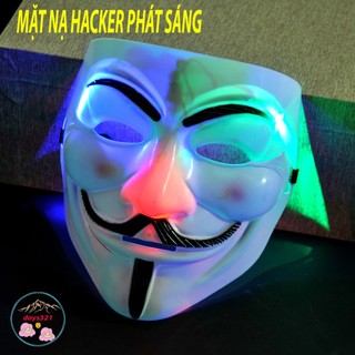 Mặt nạ hacker phát sáng hóa trang Halloween có đèn led nhiều màu - mặt nạ thanh trừng dạ quang, hacker có đèn