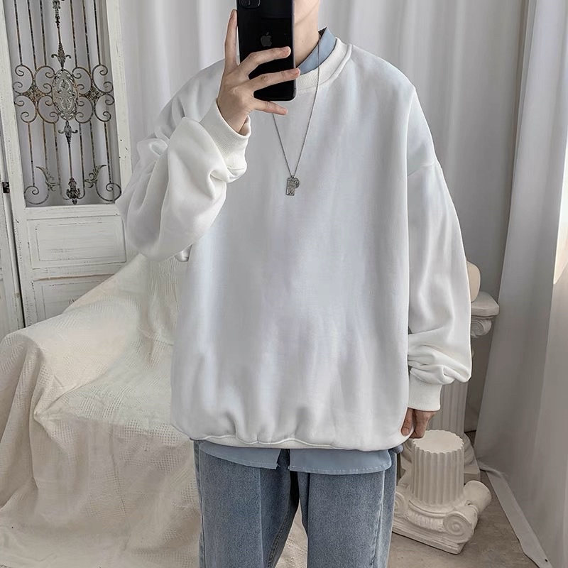 Áo sweater Trơn unisex VN CLO màu trắng - SWT021