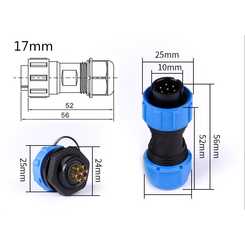 Phích Cắm Kết Nối Chống Nước IP68 SP13 SP17 SP21 male female 1 / 2 / 3 / 4 / 5 / 6 / 7 pin