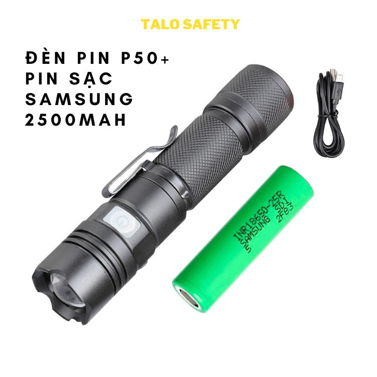 Đèn pin cầm tay mini siêu sáng chip led XHP50 MÃ 10, pin 18650