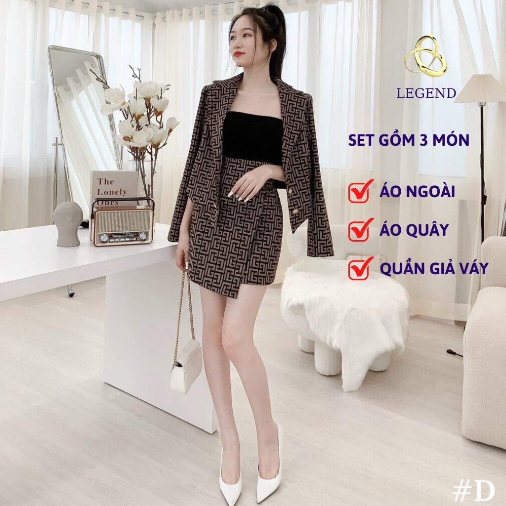 Bộ vest nữ thời trang phối áo và chân váy form ôm tôn dáng thời thượng sang chảnh