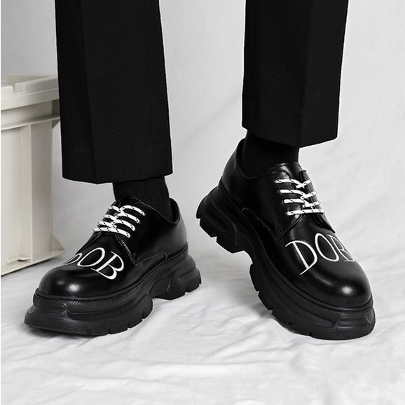Giày Chunky Derby DOB cao cấp, Giày da nam HOMME đế cao 5cm Hàn Quốc 9087-R