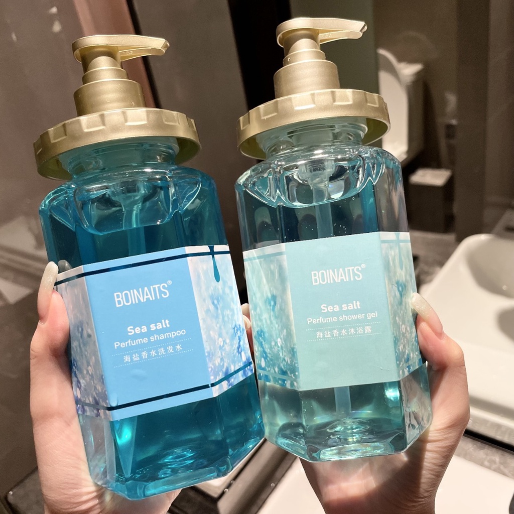 Set Dầu Gội - Dầu Xả - Sữa Tắm Hương Nước Hoa Pháp BOINAITS 450ml - Tinh chất muối biển Sea Salt - Hàng nội địa Trung