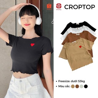 Áo thun tay ngắn VM Shop THÊU TIM ulzzang thời trang nữ ATU00204
