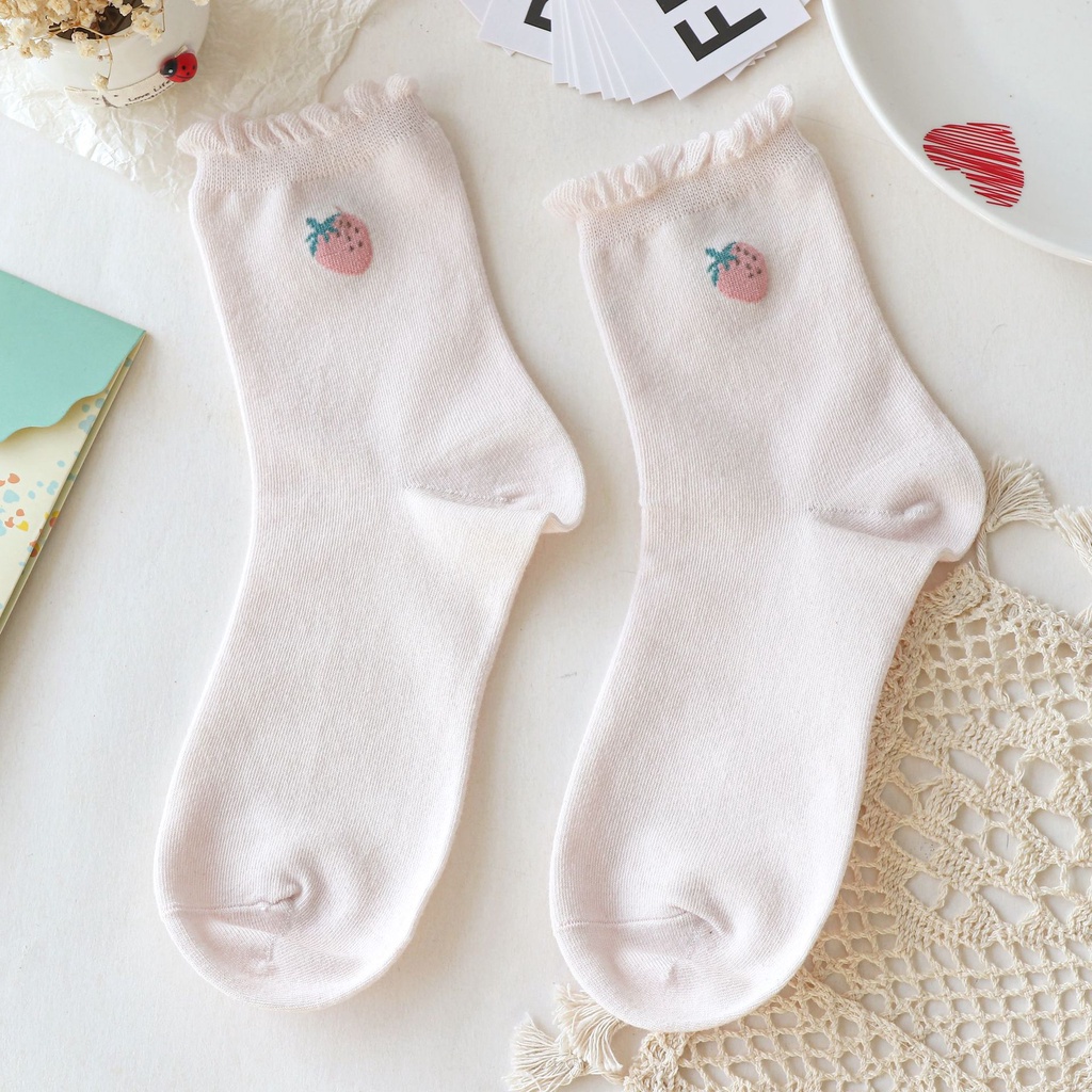 Vớ Cotton Mềm Màu Hồng Phong Cách Hàn Quốc Thời Trang Thu Đông Cho Nữ