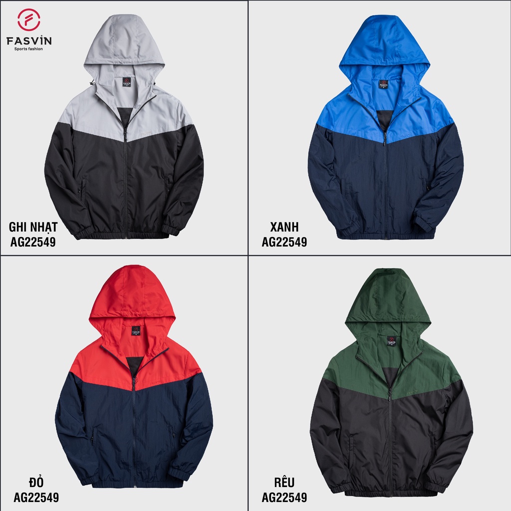 Áo gió thể thao nam Fasvin 2 lớp có mũ chất liệu cao cấp mềm mại co giãn AG22549.SG