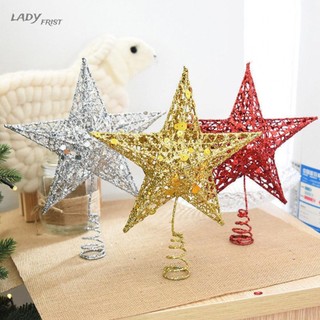 Christmas Tree Topper Hollowed Xmas Tree Star Topper Ornaments Party Tree Decor