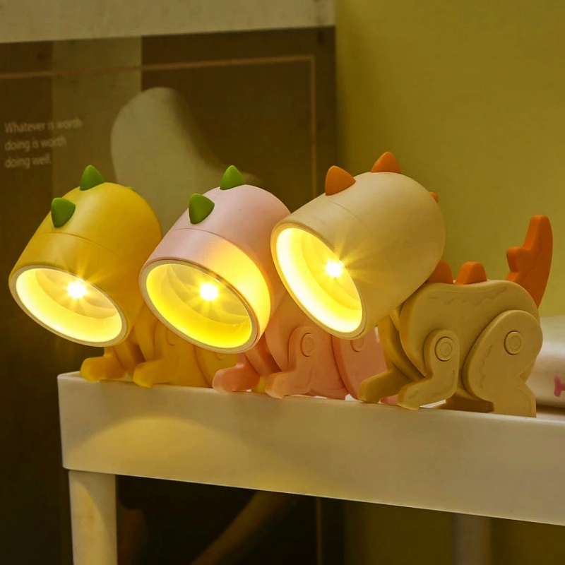 1 Đèn Ngủ LED Mini Hình Khủng Long Dễ Thương Gấp Gọn Trang Trí Phòng Ngủ Trẻ Em