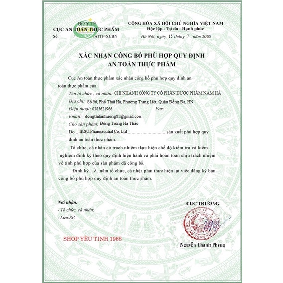 Đông Trùng Hạ Thảo Cô Tiên- Dạng uống- Trung Quốc