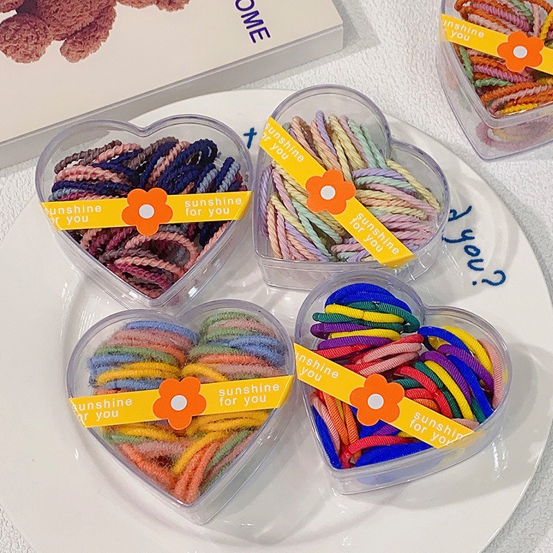 Set 50 Dây Buộc Tóc Co Giãn Nhiều Màu Sắc