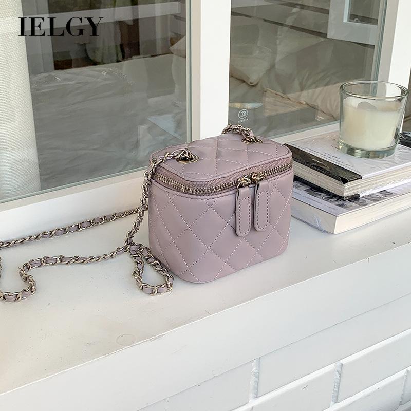 IELGY Túi Xách bucket mini Hình Thoi Phối Dây Xích Thời Trang Cho Nữ