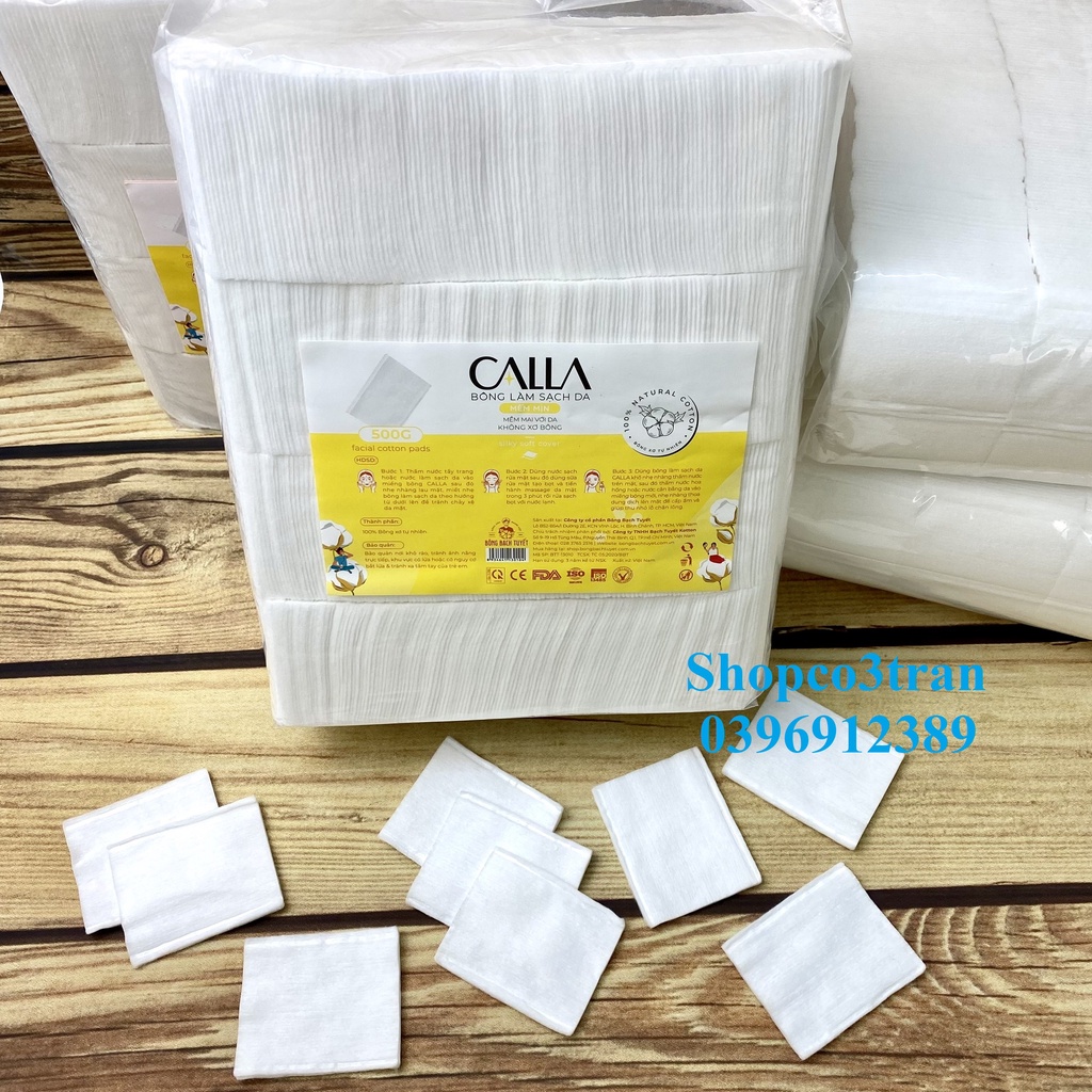 Bông Tẩy Trang Bề Mặt Mịn gói 500gr chính hãng Bông Bạch Tuyết size 5x6 - Bông Tẩy Trang Cotton Bề Mặt Mịn KOTTON BEAUTY