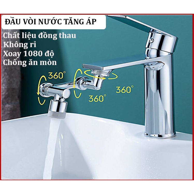 Đầu Chuyển Đổi Vòi Nước Xoay 1080 Độ Chống Văng Đa Năng Cho Chậu Rửa