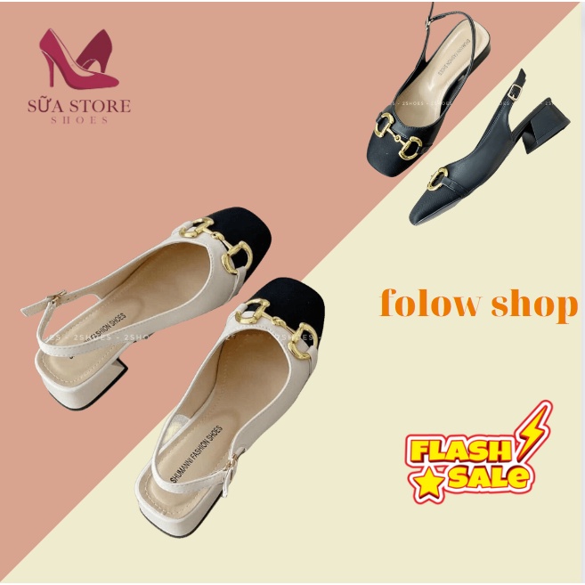 Giày cao got,sandal nữ cao gót khoá D phối màu hàng cao cấp