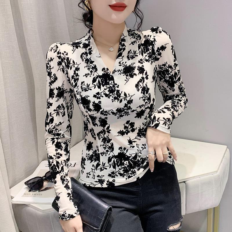 Áo Thun Tay Dài In Họa Tiết Phong Cách Retro Kiểu Mới Cho Nữ