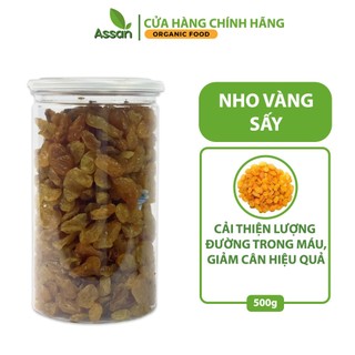 Nho khô loại 1, nho sấy không đường hộp 500g assan