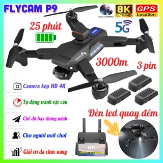 Hình ảnh Plycam điều khiển từ xa P9 - flycam mini giá rẻ trang bị camera kép 4k, cảm biến chống va chạm trên không, pin 2500mA