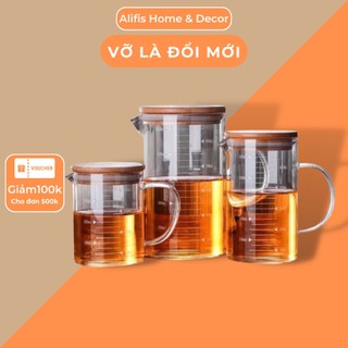 Cốc thuỷ tinh chia vạch chịu nhiệt , ly pha sữa thuỷ tinh chia vạch dung tích 350ml, 500ml & 1000ml