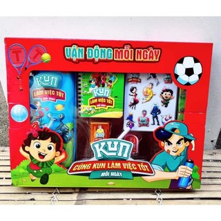 Bộ dụng cụ học tập kun 9 món siêu đẹp-hộp bút chóp đèn