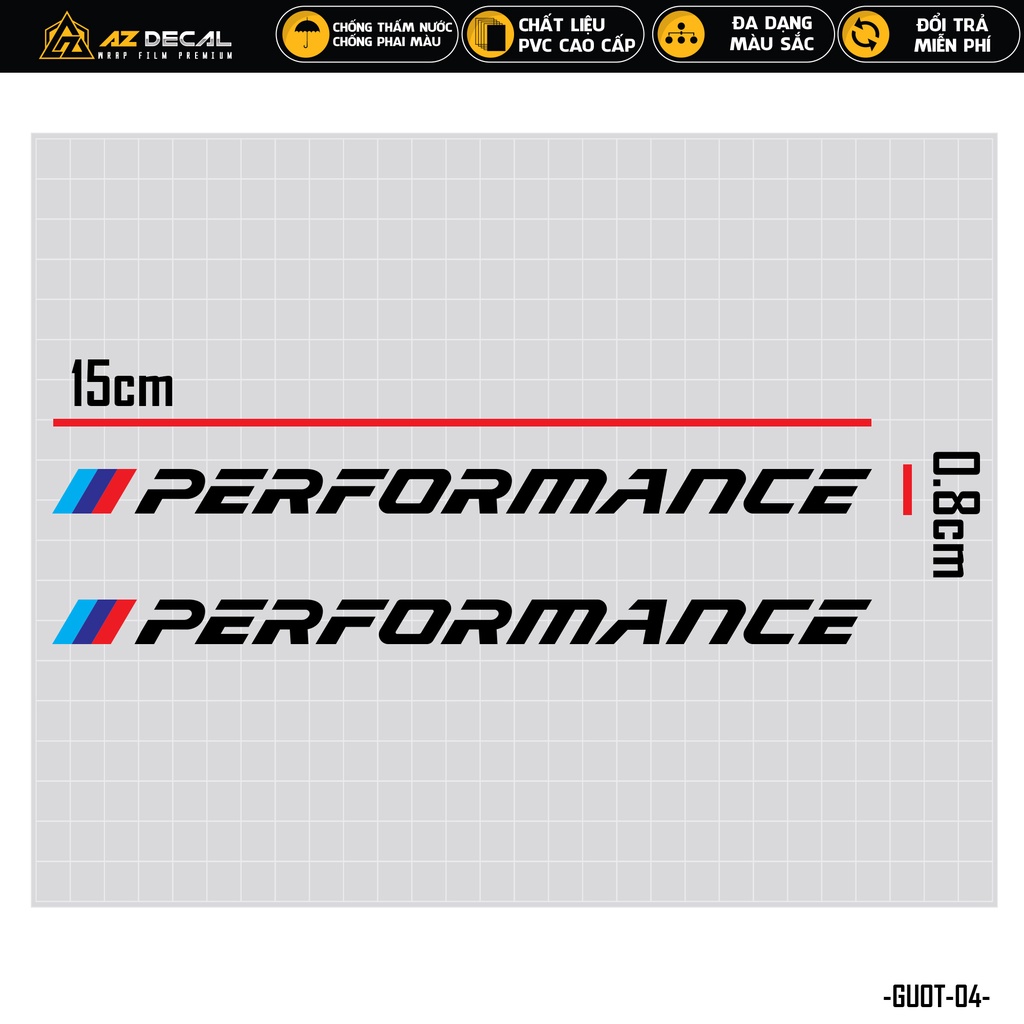 Tem Dán Gương Chiếu Hậu Xe Hơi Mẫu Performance | GUOT04 | Decal Dán Xe Ô Tô Oto Chống Nước Bền Màu