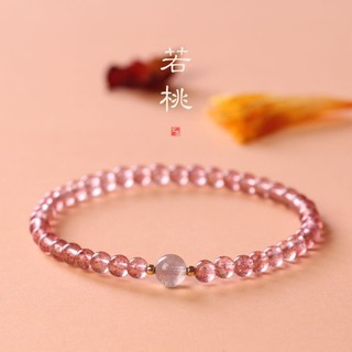 Vòng tay chuỗi hạt pha lê tự nhiên màu đỏ / đào / hoa đào xinh xắn
