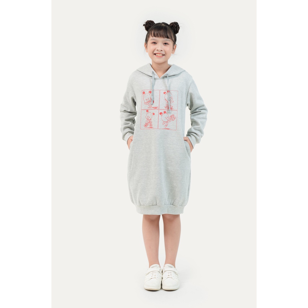 Váy Dài Tay Bé Gái ARDILLA Thiết Kế Dáng Dài Có Mũ, Chất Liệu Nỉ Cào Bông Ấm Áp Cho Bé Từ 8-15 Tuổi TA8502VDT