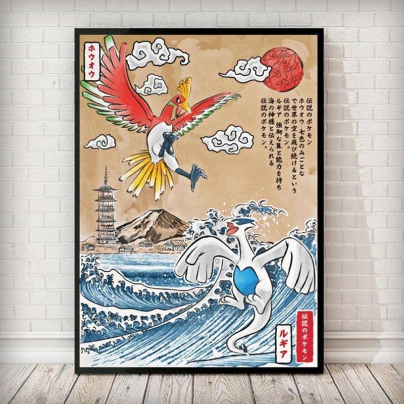 Tranh Vải Cuốn Treo Tường Họa Tiết Hoạt Hình Pokemon