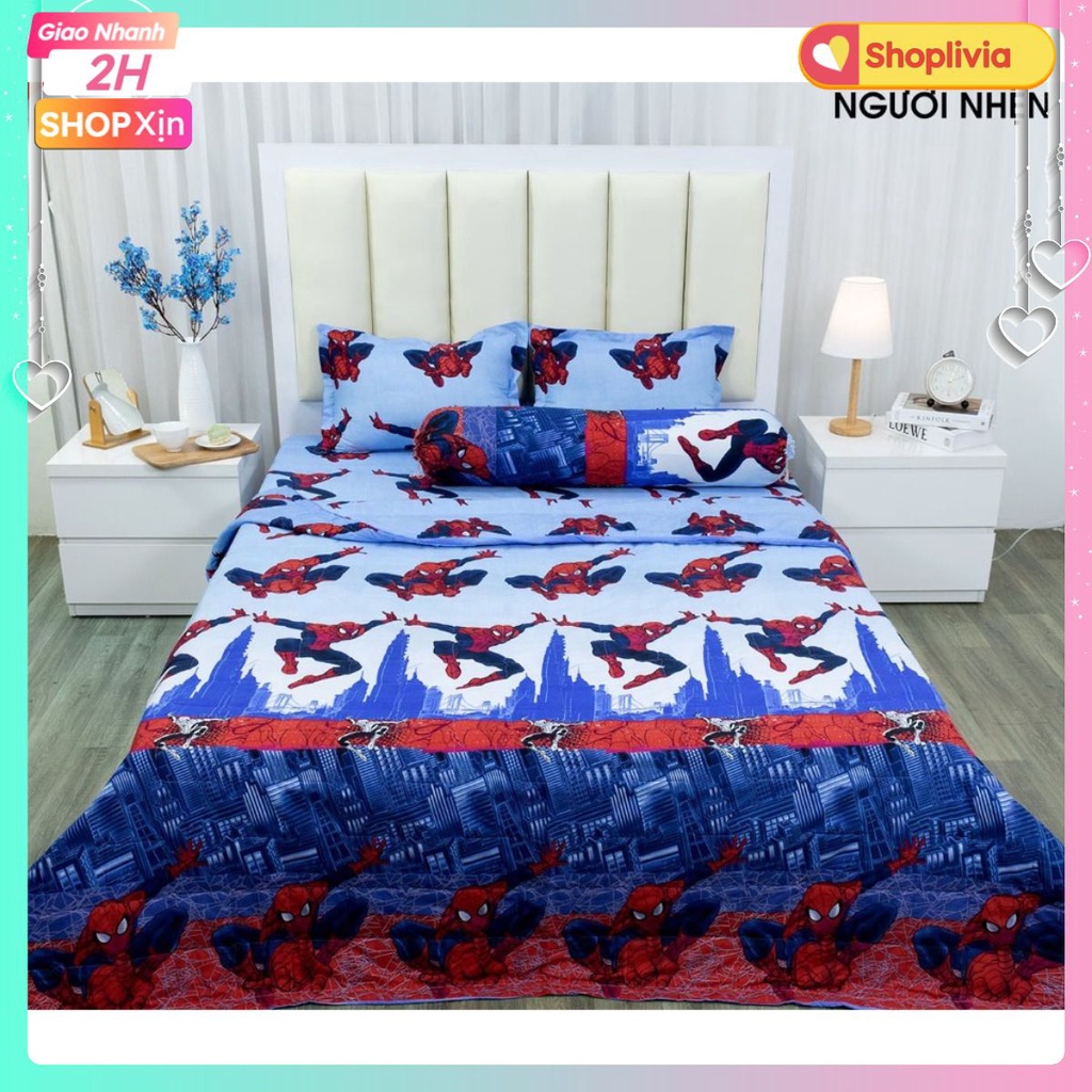 Bộ Ga Gối Poly 1m8x2m,gồm 1 ga 2 vỏ gối nằm,mẫu mới nhất, MẪU NGƯỜI NHỆN