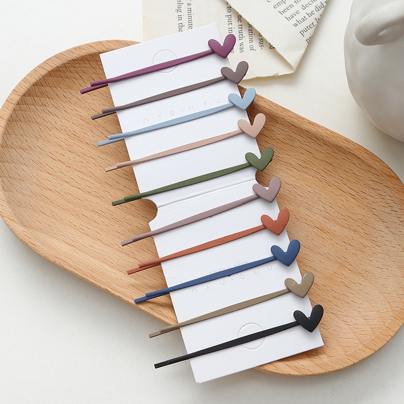 Set 10 Kẹp Tóc Hình Ngôi Sao / Trái Tim Nhiều Màu Sắc Phong Cách Hàn Quốc