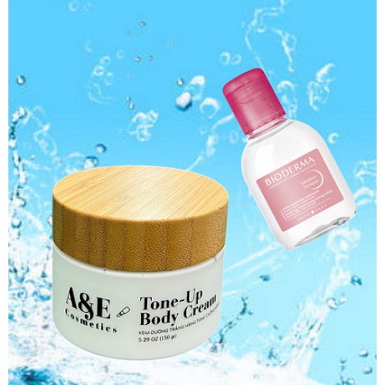 Combo Nước hoa hồng Bioderma Sensibio Tonique 100ml+Kem dưỡng trắng nâng tông A&amp;E Cosmetics Body Cream