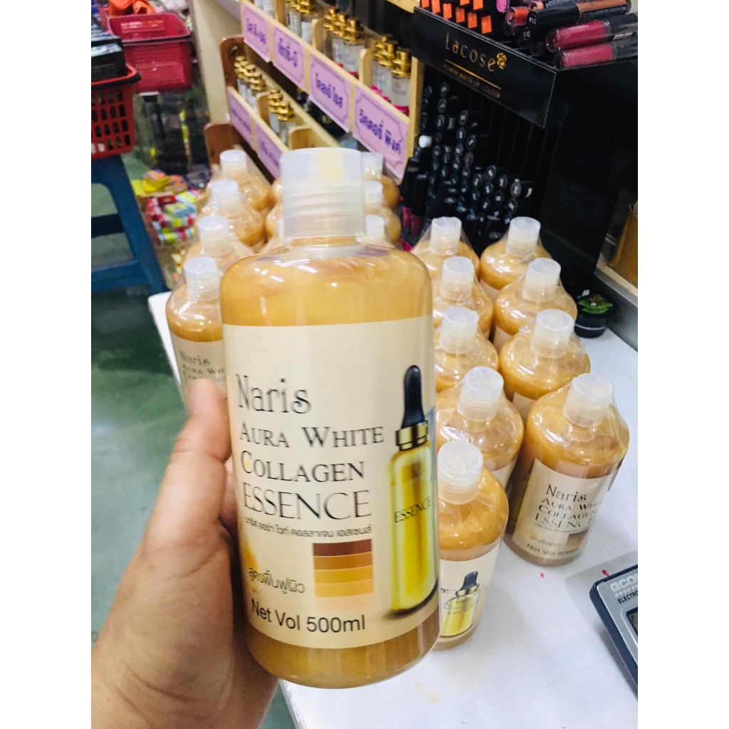 TINH CHẤT DƯỠNG TRẰNG VÀ TRẺ HÓA LÀN DA NARIS AURA WHITE COLLAGEN ESSENCE THÁI LAN 500ML - 13637