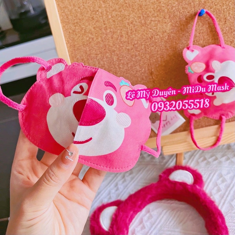 Túi 10 Cái Khẩu Trang 3D Mặt Gấu Lotso Cute Cho Người Lớn Và Trẻ Em