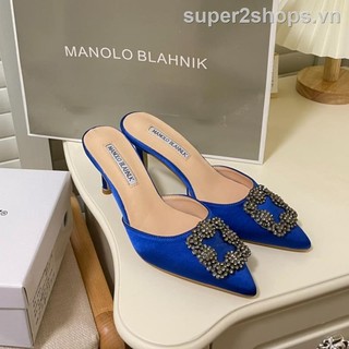 Giày Cao Gót 6.5cm manolo blahnik Mũi Nhọn Đính Đá Thời Trang
