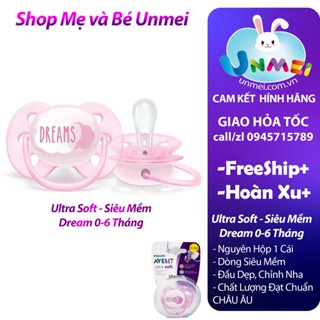 [Có Video] Núm Ty ngậm Philips Avent Siêu Mềm cho bé 0-6 tháng vỉ Đơn màu Hồng SCF527/01 Dream