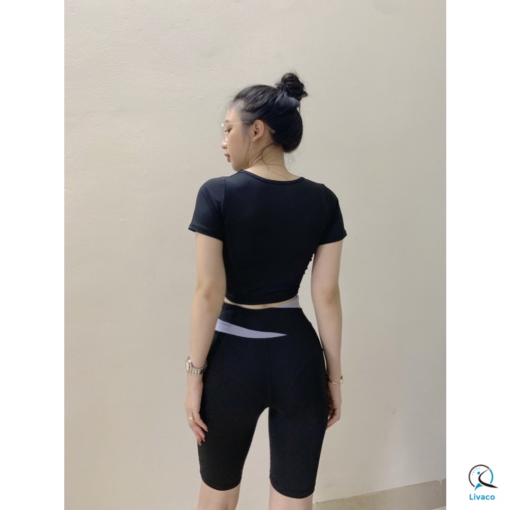 Bộ đồ tập gym yoga aerobic nữ phối màu set tập thể thao chất vải co giãn thấm hút mồ hôi