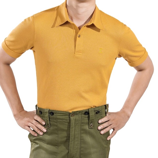 Áo Polo nam màu vàng Dijon Mustard Australian Cotton Polo Zicnor, áo phông nam cổ bẻ chất cotton thêu chữ dáng thể thao