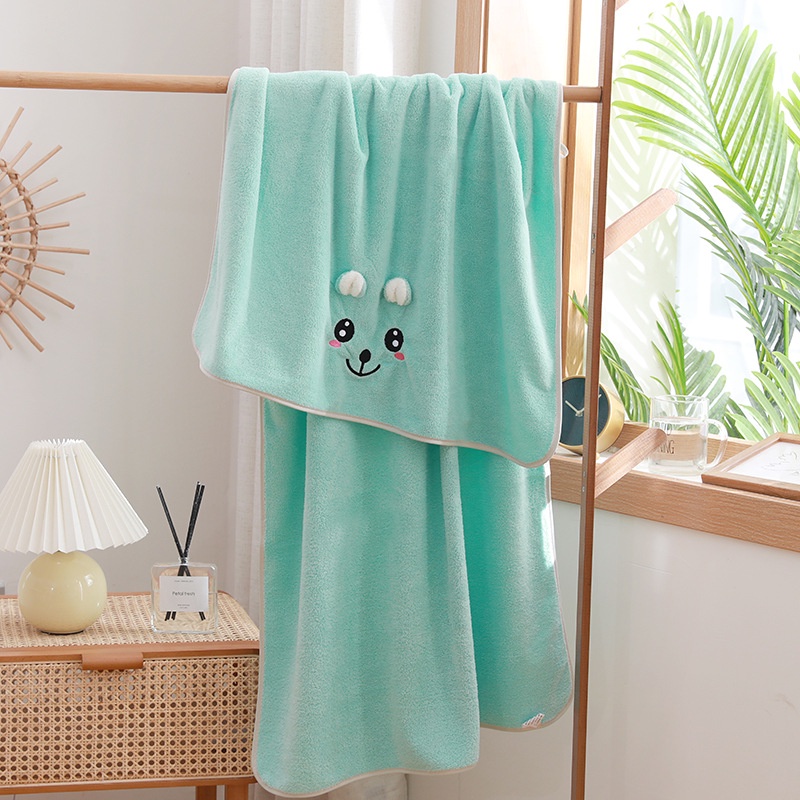 Khăn Tắm Vải Lông Cừu San Hô Dày Dặn Mềm Mại Thấm Hút Nước Khô Nhanh Cho Bé