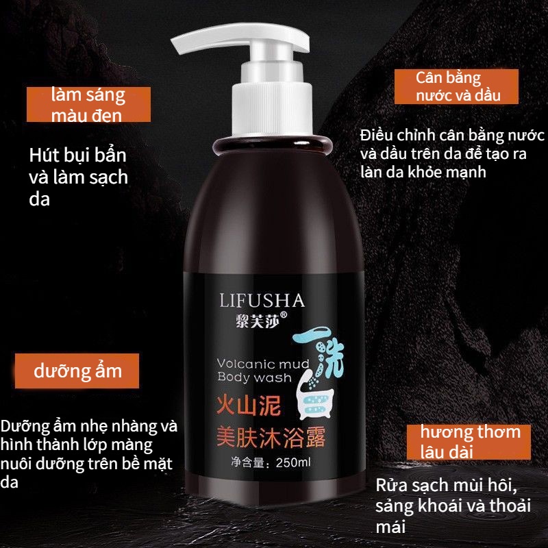 ⚡ GÌ CŨNG RẺ ⚡Sữa tắm làm trắng sữa tắm bùn núi lửa kem làm trắng 250ml tẩy tế bào chết nhanh chóng làm trắng dưỡng ẩm cơ thể chăm