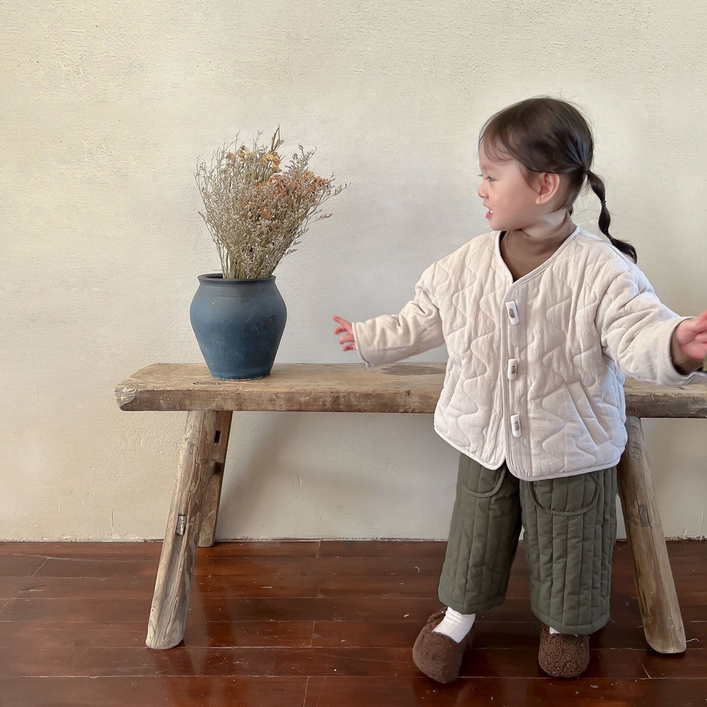 Quần Cotton Màu Sắc Trơn Giữ Ấm Mùa Đông Cho Bé Gái