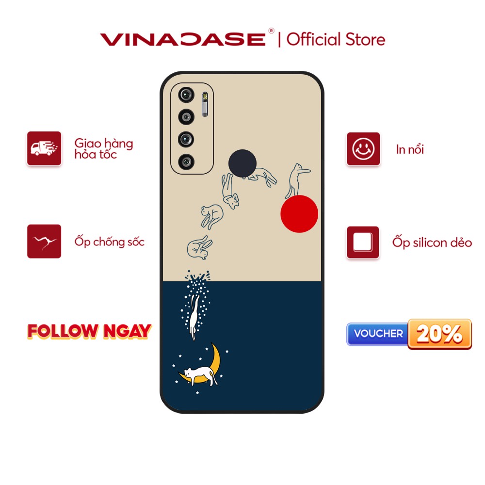 Ốp lưng Vina Case Vsmart Joy 3/Joy 4/Star 3/Aris/....dẻo đen in hình Mèo rơi