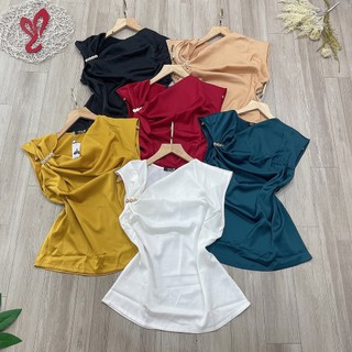Áo Kiểu Cổ Đổ Lụa Bóng Sát Nách Đính Hạt