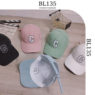 Nón Lưỡi Trai Nam Nữ Chất Nhung Gân Tăm Thêu Chữ C Nhiều Màu BL135