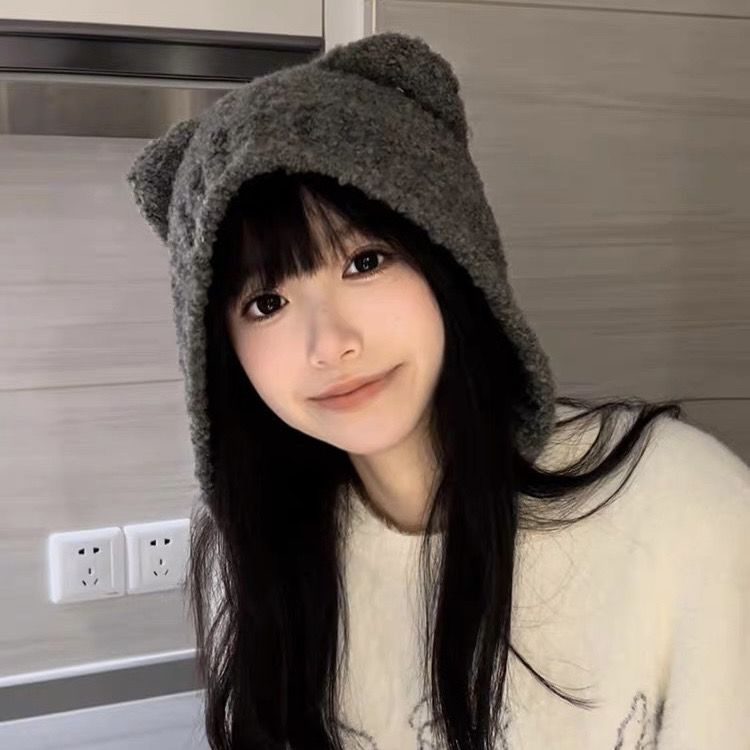 Bán Chạy#Mũ Len Dệt Kim Giữ Ấm Tai Gấu Xám Dễ Thương Thời Trang Thu Đông Cho Nữ