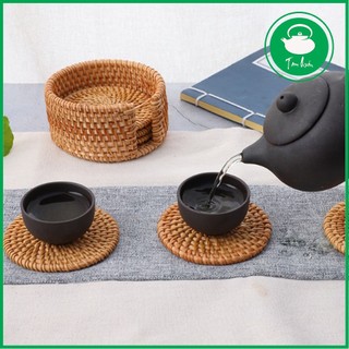 Đế kê lót ấm chén bằng mây 8cm
