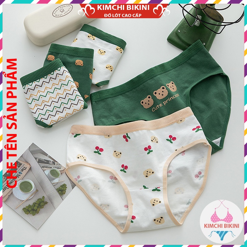 Quần lót nữ cotton cạp to kháng khuẩn KIMCHIBIKINI quần nót nữ cao cấp in hình dễ Thương QL037