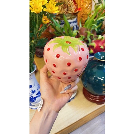 Ống heo tiết kiệm trái dâu tây men sứ Cao cấp