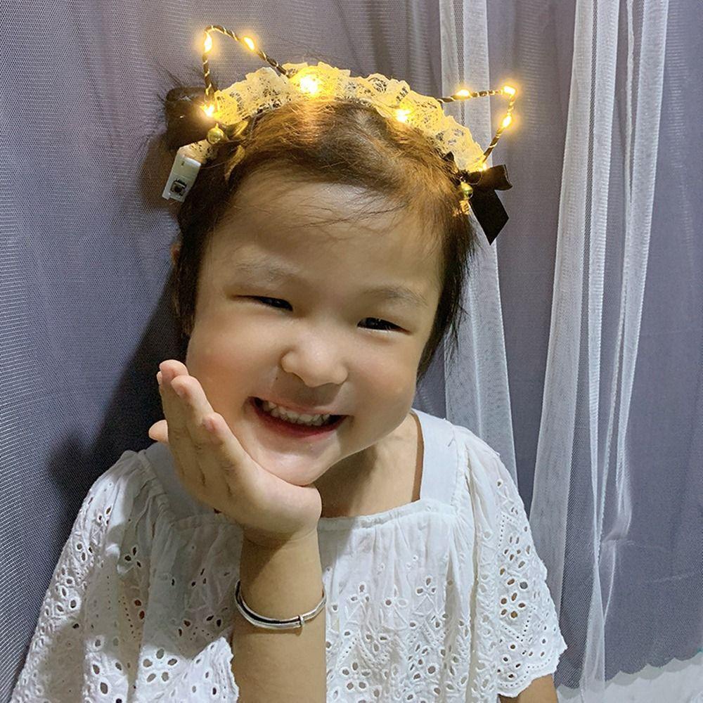 Băng Đô Tai Thỏ Có Đèn LED Dễ Thương Cho Bé Gái Hóa Trang